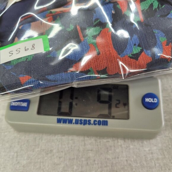 Harlyn Dress Womens M Blue Metallic Abstract Ruffled Lined V-Neck Flutter Sleeve - Picture 16 of 16